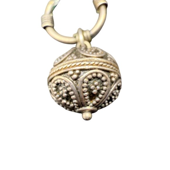 VTG Bali Granulation Bead Dangle Drop Earrings Silver Tone Ethnic Retro - Picture 3 of 5